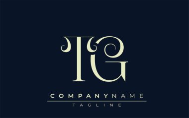 TG soyut logosu. Zarif Tasarlanmış Minimalist Monogram Logosu ve Şık Harfler. Sofistike ve gösterişli minimalist monogram benzersiz harf dizaynı.