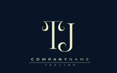 TJ soyut logosu. Zarif Tasarlanmış Minimalist Monogram Logosu ve Şık Harfler. Sofistike ve gösterişli minimalist monogram benzersiz harf dizaynı.