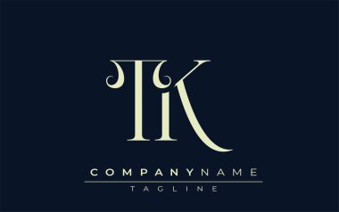 TK soyut logosu. Zarif Tasarlanmış Minimalist Monogram Logosu ve Şık Harfler. Sofistike ve gösterişli minimalist monogram benzersiz harf dizaynı.