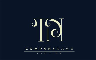 TN soyut logosu. Zarif Tasarlanmış Minimalist Monogram Logosu ve Şık Harfler. Sofistike ve gösterişli minimalist monogram benzersiz harf dizaynı.