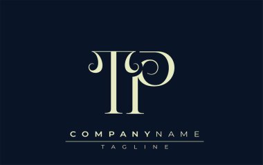 TP soyut logosu. Zarif Tasarlanmış Minimalist Monogram Logosu ve Şık Harfler. Sofistike ve gösterişli minimalist monogram benzersiz harf dizaynı.