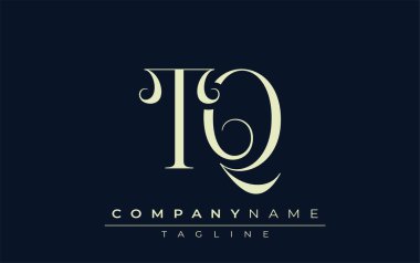 TQ soyut logosu. Zarif Tasarlanmış Minimalist Monogram Logosu ve Şık Harfler. Sofistike ve gösterişli minimalist monogram benzersiz harf dizaynı.