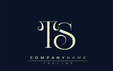 TS soyut logosu. Zarif Tasarlanmış Minimalist Monogram Logosu ve Şık Harfler. Sofistike ve gösterişli minimalist monogram benzersiz harf dizaynı.