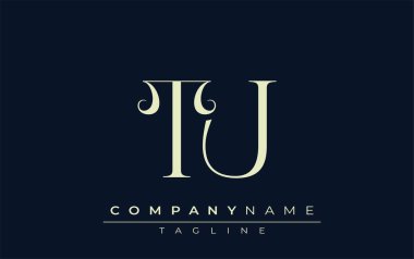 TU soyut logosu. Zarif Tasarlanmış Minimalist Monogram Logosu ve Şık Harfler. Sofistike ve gösterişli minimalist monogram benzersiz harf dizaynı.
