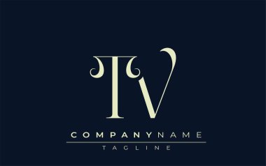TV soyut logosu. Zarif Tasarlanmış Minimalist Monogram Logosu ve Şık Harfler. Sofistike ve gösterişli minimalist monogram benzersiz harf dizaynı.