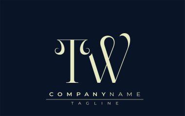TW soyut logo. Zarif Tasarlanmış Minimalist Monogram Logosu ve Şık Harfler. Sofistike ve gösterişli minimalist monogram benzersiz harf dizaynı.