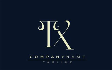TX soyut logosu. Zarif Tasarlanmış Minimalist Monogram Logosu ve Şık Harfler. Sofistike ve gösterişli minimalist monogram benzersiz harf dizaynı.
