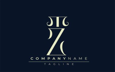 TZ soyut logosu. Zarif Tasarlanmış Minimalist Monogram Logosu ve Şık Harfler. Sofistike ve gösterişli minimalist monogram benzersiz harf dizaynı.