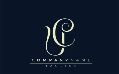 UC soyut logosu. Zarif Tasarlanmış Minimalist Monogram Logosu ve Şık Harfler. Sofistike ve gösterişli minimalist monogram benzersiz harf dizaynı.
