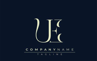 UE soyut logosu. Zarif Tasarlanmış Minimalist Monogram Logosu ve Şık Harfler. Sofistike ve gösterişli minimalist monogram benzersiz harf dizaynı.