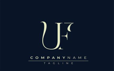 UF soyut logosu. Zarif Tasarlanmış Minimalist Monogram Logosu ve Şık Harfler. Sofistike ve gösterişli minimalist monogram benzersiz harf dizaynı.