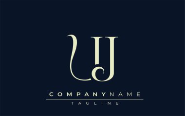 UJ soyut logosu. Zarif Tasarlanmış Minimalist Monogram Logosu ve Şık Harfler. Sofistike ve gösterişli minimalist monogram benzersiz harf dizaynı.