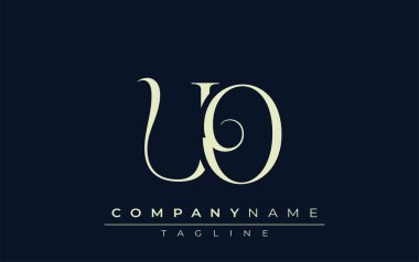 UO soyut logosu. Zarif Tasarlanmış Minimalist Monogram Logosu ve Şık Harfler. Sofistike ve gösterişli minimalist monogram benzersiz harf dizaynı.