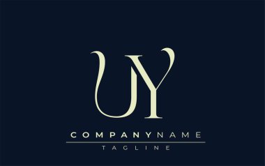 UY soyut logosu. Zarif Tasarlanmış Minimalist Monogram Logosu ve Şık Harfler. Sofistike ve gösterişli minimalist monogram benzersiz harf dizaynı.