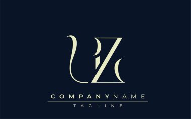 UZ soyut logosu. Zarif Tasarlanmış Minimalist Monogram Logosu ve Şık Harfler. Sofistike ve gösterişli minimalist monogram benzersiz harf dizaynı.