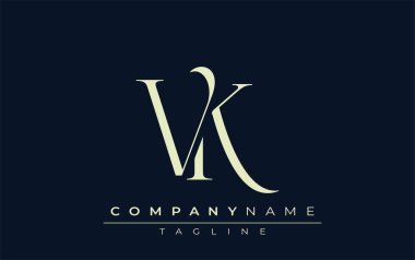 VK soyut logosu. Zarif Tasarlanmış Minimalist Monogram Logosu ve Şık Harfler. Sofistike ve gösterişli minimalist monogram benzersiz harf dizaynı.