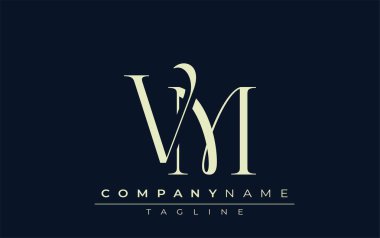 VM soyut logo. Zarif Tasarlanmış Minimalist Monogram Logosu ve Şık Harfler. Sofistike ve gösterişli minimalist monogram benzersiz harf dizaynı.
