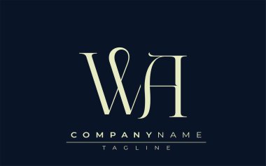 WA soyut logosu. Zarif Tasarlanmış Minimalist Monogram Logosu ve Şık Harfler. Sofistike ve gösterişli minimalist monogram benzersiz harf dizaynı.