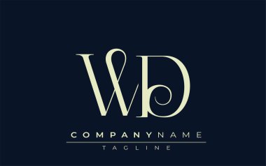 WD soyut logosu. Zarif Tasarlanmış Minimalist Monogram Logosu ve Şık Harfler. Sofistike ve gösterişli minimalist monogram benzersiz harf dizaynı.
