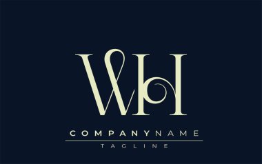 WH soyut logosu. Zarif Tasarlanmış Minimalist Monogram Logosu ve Şık Harfler. Sofistike ve gösterişli minimalist monogram benzersiz harf dizaynı.