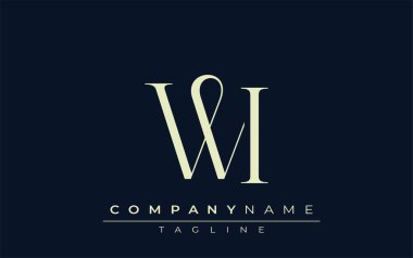 WI soyut logo. Zarif Tasarlanmış Minimalist Monogram Logosu ve Şık Harfler. Sofistike ve gösterişli minimalist monogram benzersiz harf dizaynı.