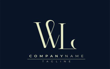 WL soyut logosu. Zarif Tasarlanmış Minimalist Monogram Logosu ve Şık Harfler. Sofistike ve gösterişli minimalist monogram benzersiz harf dizaynı.