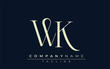 WK soyut logosu. Zarif Tasarlanmış Minimalist Monogram Logosu ve Şık Harfler. Sofistike ve gösterişli minimalist monogram benzersiz harf dizaynı.