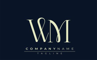 WM soyut logosu. Zarif Tasarlanmış Minimalist Monogram Logosu ve Şık Harfler. Sofistike ve gösterişli minimalist monogram benzersiz harf dizaynı.