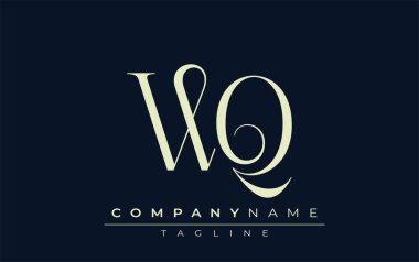 WQ soyut logosu. Zarif Tasarlanmış Minimalist Monogram Logosu ve Şık Harfler. Sofistike ve gösterişli minimalist monogram benzersiz harf dizaynı.