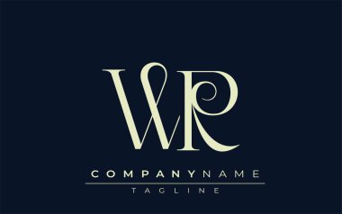 WR soyut logosu. Zarif Tasarlanmış Minimalist Monogram Logosu ve Şık Harfler. Sofistike ve gösterişli minimalist monogram benzersiz harf dizaynı.