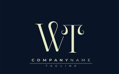 WT soyut logosu. Zarif Tasarlanmış Minimalist Monogram Logosu ve Şık Harfler. Sofistike ve gösterişli minimalist monogram benzersiz harf dizaynı.