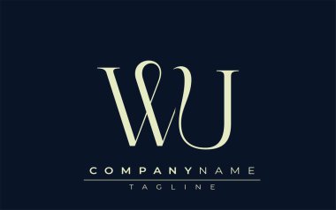 WU soyut logosu. Zarif Tasarlanmış Minimalist Monogram Logosu ve Şık Harfler. Sofistike ve gösterişli minimalist monogram benzersiz harf dizaynı.