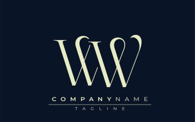 WW soyut logosu. Zarif Tasarlanmış Minimalist Monogram Logosu ve Şık Harfler. Sofistike ve gösterişli minimalist monogram benzersiz harf dizaynı.