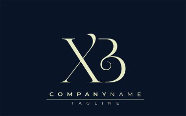 XB soyut logosu. Zarif Tasarlanmış Minimalist Monogram Logosu ve Şık Harfler. Sofistike ve gösterişli minimalist monogram benzersiz harf dizaynı.