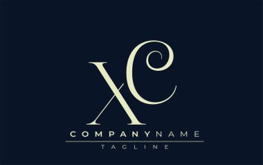 XC soyut logosu. Zarif Tasarlanmış Minimalist Monogram Logosu ve Şık Harfler. Sofistike ve gösterişli minimalist monogram benzersiz harf dizaynı.