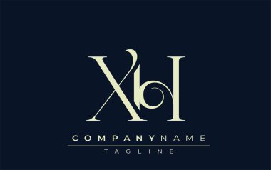 XH soyut logosu. Zarif Tasarlanmış Minimalist Monogram Logosu ve Şık Harfler. Sofistike ve gösterişli minimalist monogram benzersiz harf dizaynı.