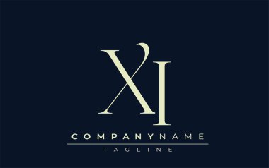 XI soyut logosu. Zarif Tasarlanmış Minimalist Monogram Logosu ve Şık Harfler. Sofistike ve gösterişli minimalist monogram benzersiz harf dizaynı.