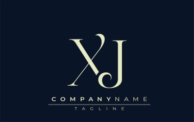 XJ soyut logosu. Zarif Tasarlanmış Minimalist Monogram Logosu ve Şık Harfler. Sofistike ve gösterişli minimalist monogram benzersiz harf dizaynı.