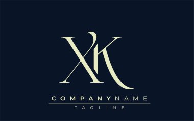 XK soyut logosu. Zarif Tasarlanmış Minimalist Monogram Logosu ve Şık Harfler. Sofistike ve gösterişli minimalist monogram benzersiz harf dizaynı.