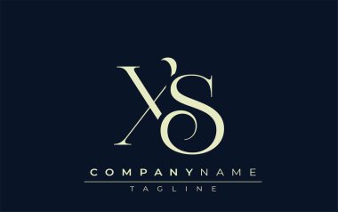 XS soyut logosu. Zarif Tasarlanmış Minimalist Monogram Logosu ve Şık Harfler. Sofistike ve gösterişli minimalist monogram benzersiz harf dizaynı.