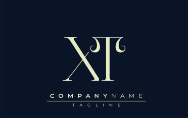 XT soyut logosu. Zarif Tasarlanmış Minimalist Monogram Logosu ve Şık Harfler. Sofistike ve gösterişli minimalist monogram benzersiz harf dizaynı.