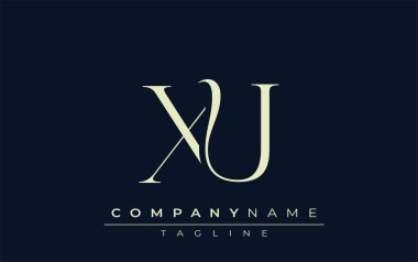 XU soyut logosu. Zarif Tasarlanmış Minimalist Monogram Logosu ve Şık Harfler. Sofistike ve gösterişli minimalist monogram benzersiz harf dizaynı.