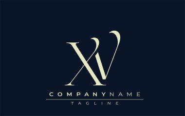 XV soyut logosu. Zarif Tasarlanmış Minimalist Monogram Logosu ve Şık Harfler. Sofistike ve gösterişli minimalist monogram benzersiz harf dizaynı.