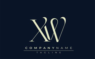 XW soyut logo. Zarif Tasarlanmış Minimalist Monogram Logosu ve Şık Harfler. Sofistike ve gösterişli minimalist monogram benzersiz harf dizaynı.