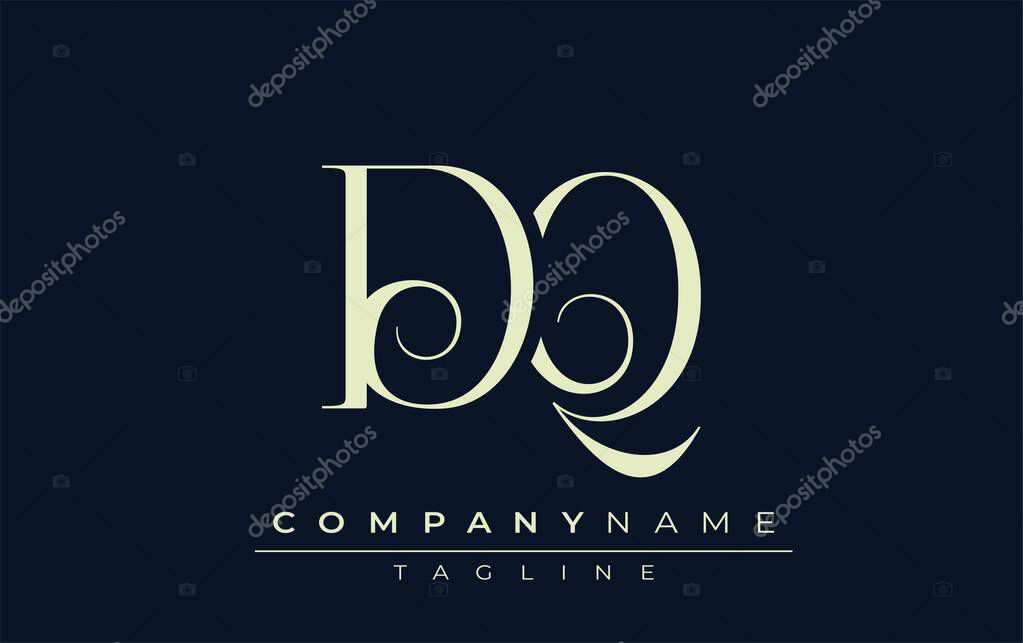 DQ abstract Logo. Elegantly Designed Minimalist Monogram Logo with Stylish Lettering. Sophisticated and sleek minimalist monogram showcasing unique lettering design.