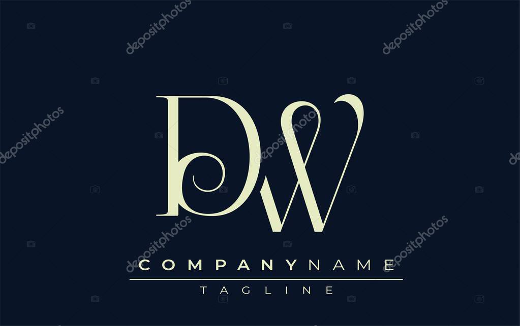 DW abstract Logo. Elegantly Designed Minimalist Monogram Logo with Stylish Lettering. Sophisticated and sleek minimalist monogram showcasing unique lettering design.