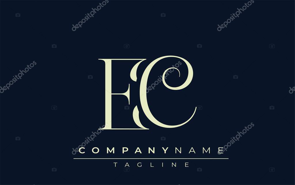 EC abstract Logo. Elegantly Designed Minimalist Monogram Logo with Stylish Lettering. Sophisticated and sleek minimalist monogram showcasing unique lettering design.