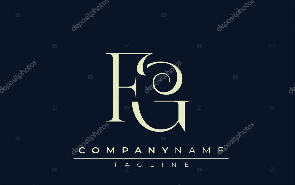 FG abstract Logo. Elegantly Designed Minimalist Monogram Logo with Stylish Lettering. Sophisticated and sleek minimalist monogram showcasing unique lettering design.