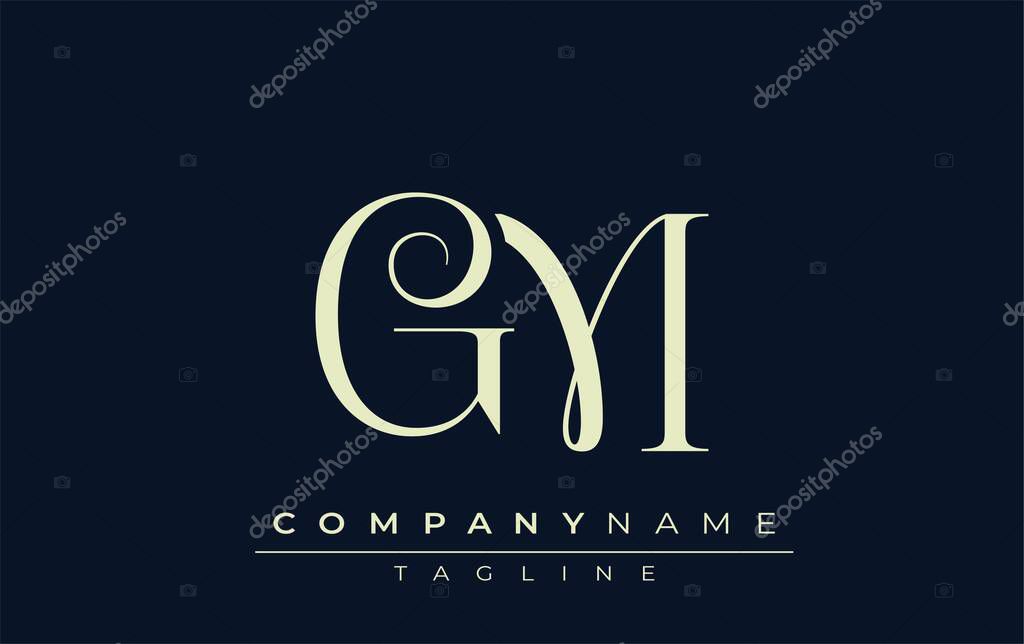 GM abstract Logo. Elegantly Designed Minimalist Monogram Logo with Stylish Lettering. Sophisticated and sleek minimalist monogram showcasing unique lettering design.