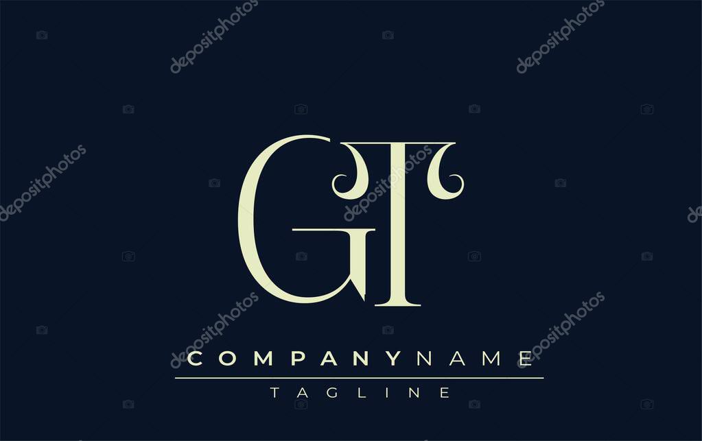 GT abstract Logo. Elegantly Designed Minimalist Monogram Logo with Stylish Lettering. Sophisticated and sleek minimalist monogram showcasing unique lettering design.